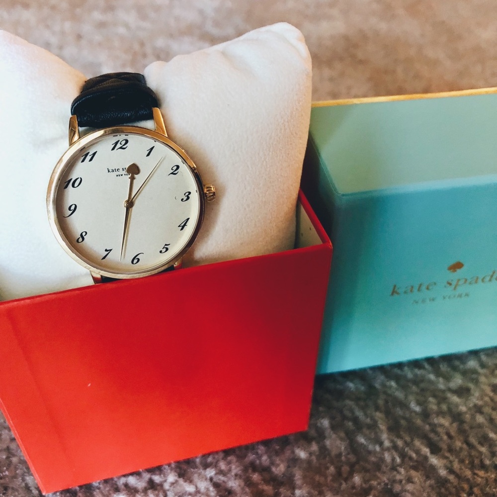 NEW IN BOX black, quilted kate spade watch